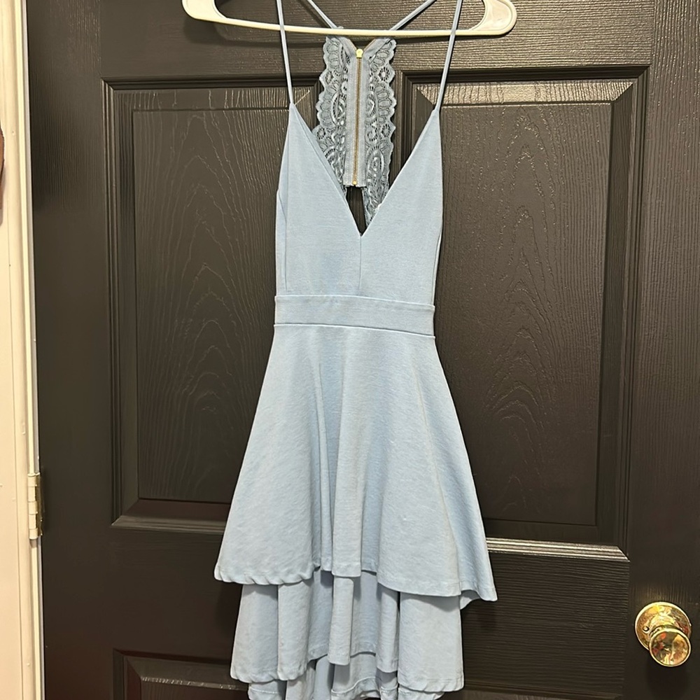 Blue dress with lace back